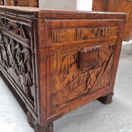 Impressive Carved Camphor Wood Chest