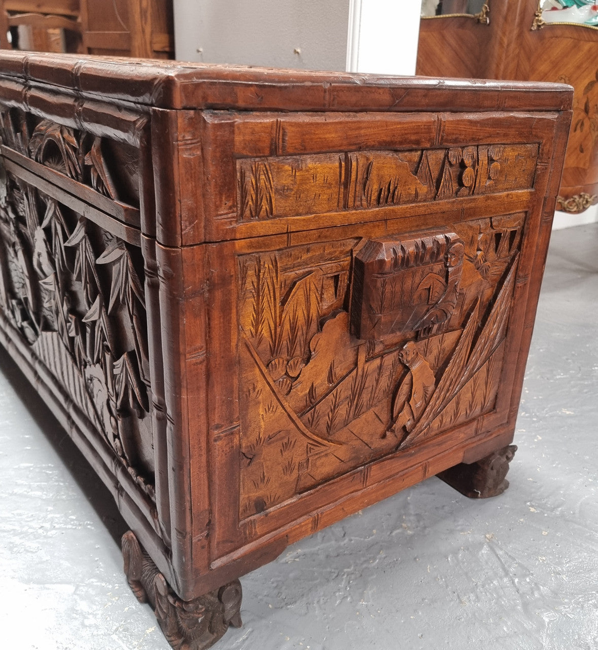 Impressive Carved Camphor Wood Chest