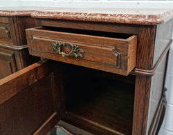 Louis XV Style Dark Oak Marble Top Bedside Cabinets | Antique & Vintage | Moonee Ponds Antiques | Australia Wide Delivery