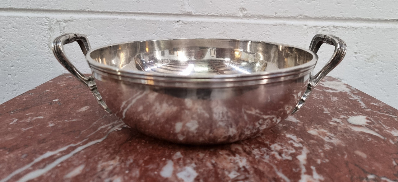 Beautiful and very rare Armand Frenais silver plate bowl. This piece is very heavy and high quality, early marks. In good original condition.