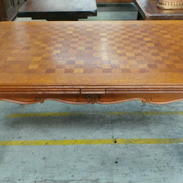 French Oak Parquetry Top Extension Dining Table-1