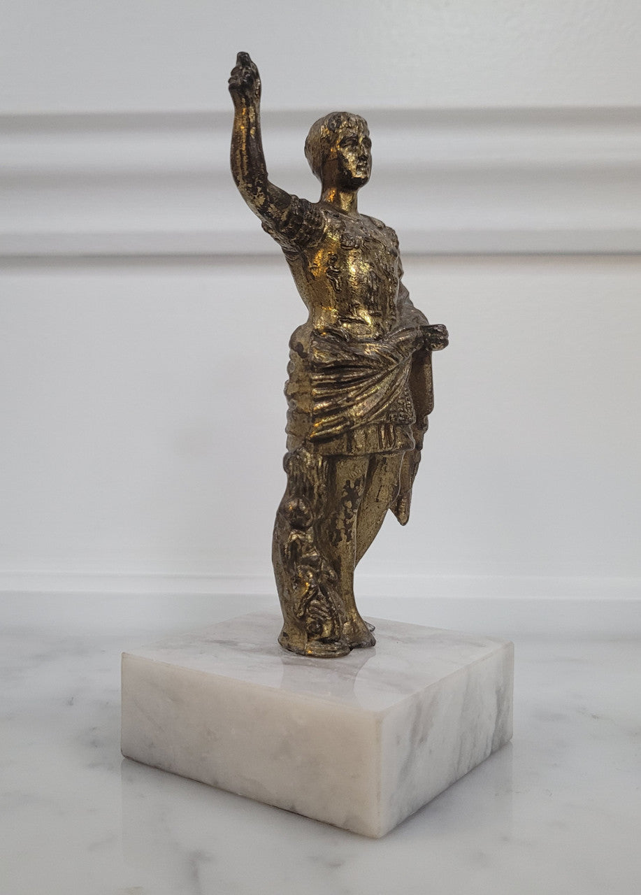 Vintage Cast Brass Figure Julius Caesar On Marble Base | Antique & Vintage | Moonee Ponds Antiques | Australia Wide Delivery