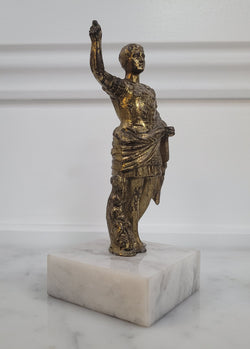 Vintage Cast Brass Figure Julius Caesar On Marble Base | Antique & Vintage | Moonee Ponds Antiques | Australia Wide Delivery