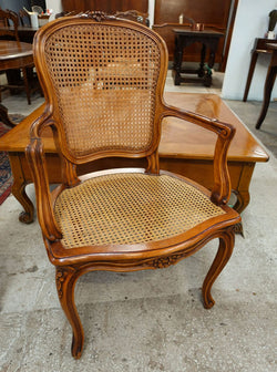 Pair French Louis XV Style Walnut and Cane Fauteuils | Antique & Vintage | Moonee Ponds Antiques | Australia Wide Delivery