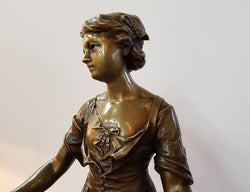 Rare French Bronze "Flower Seller" By Eugene Antoine Aizelin | Antique & Vintage | Moonee Ponds Antiques | Australia Wide Delivery