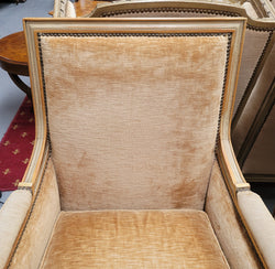 Pair of Louis XVI Style Painted Arm Chairs With carving & Fluted Legs | Antique & Vintage | Moonee Ponds Antiques | Australia Wide Delivery