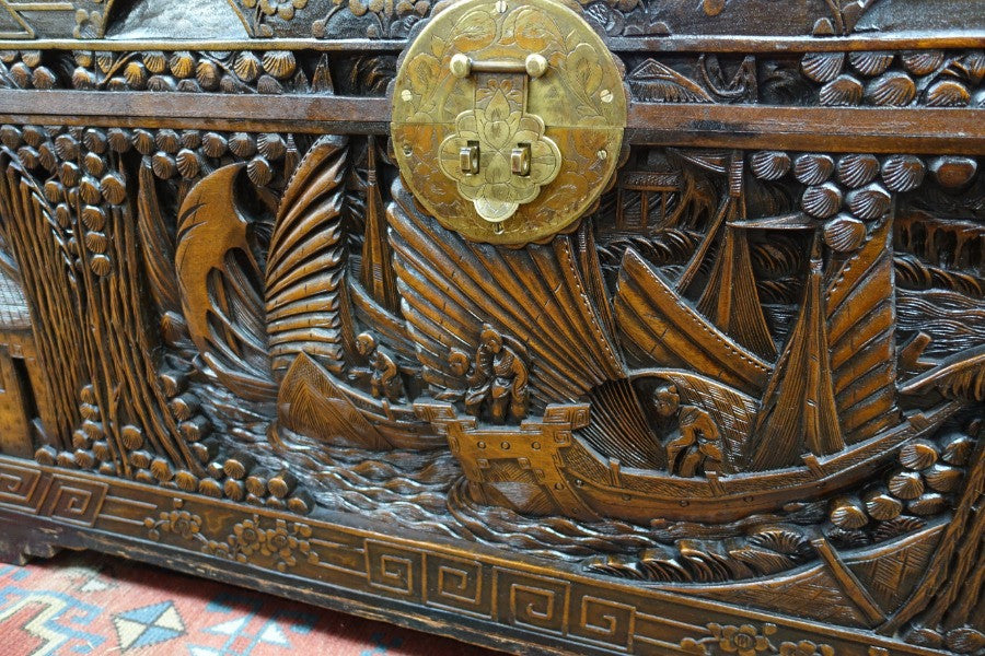 Antique Chinese Carved Camphor Chest