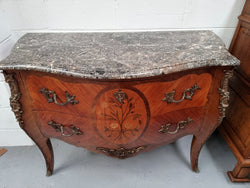 Superb Louis XV Style French Walnut Floral Inlaid Commode | Antique & Vintage | Moonee Ponds Antiques | Australia Wide Delivery