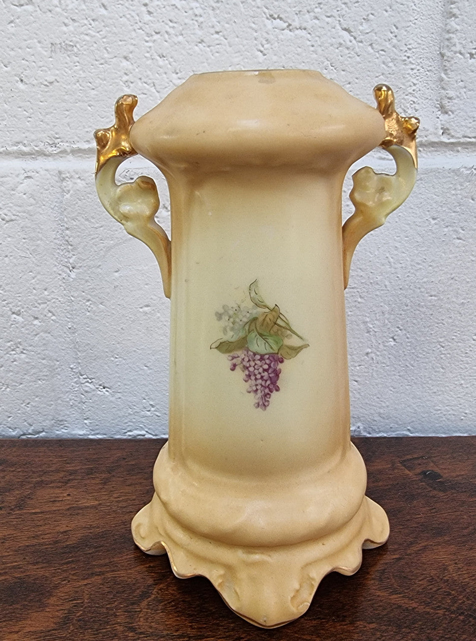 Edwardian Hand-Painted Vase With Lilac Pattern