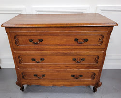 French Louis 15th Style Oak Three Drawer Chest of Drawers With Wooden Top | Antique & Vintage | Moonee Ponds Antiques | Australia Wide Delivery