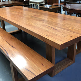 Industrial Style Dining Table and Bench Seats