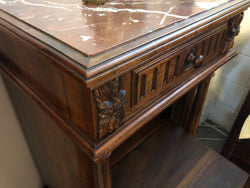 Henry II Style Walnut Inset Marble Top Single Bedside | Antique & Vintage | Moonee Ponds Antiques | Australia Wide Delivery