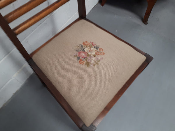 Ash wood tapestry covered chair. In good original condition.