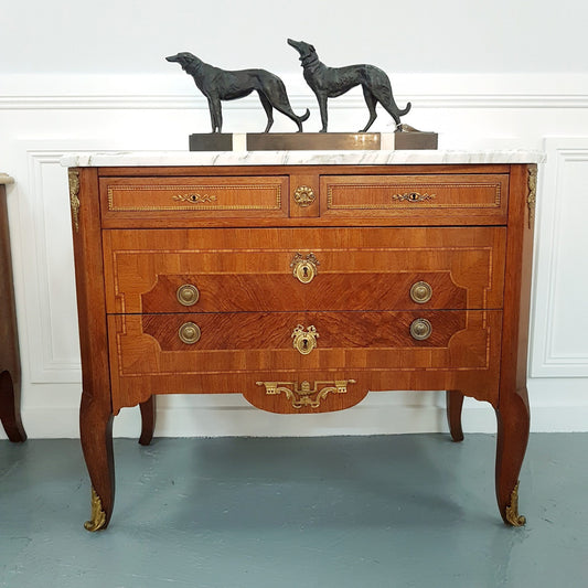 French 19th Century Louis XVI Style Transitional Commode Signed Longrez