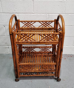 Vintage Tortoiseshell Bamboo Two Tier Auto Trolley | Antique & Vintage | Moonee Ponds Antiques | Australia Wide Delivery