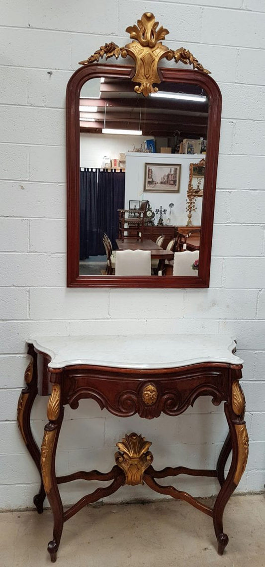 French Louis XIV Style Mirror And Console
