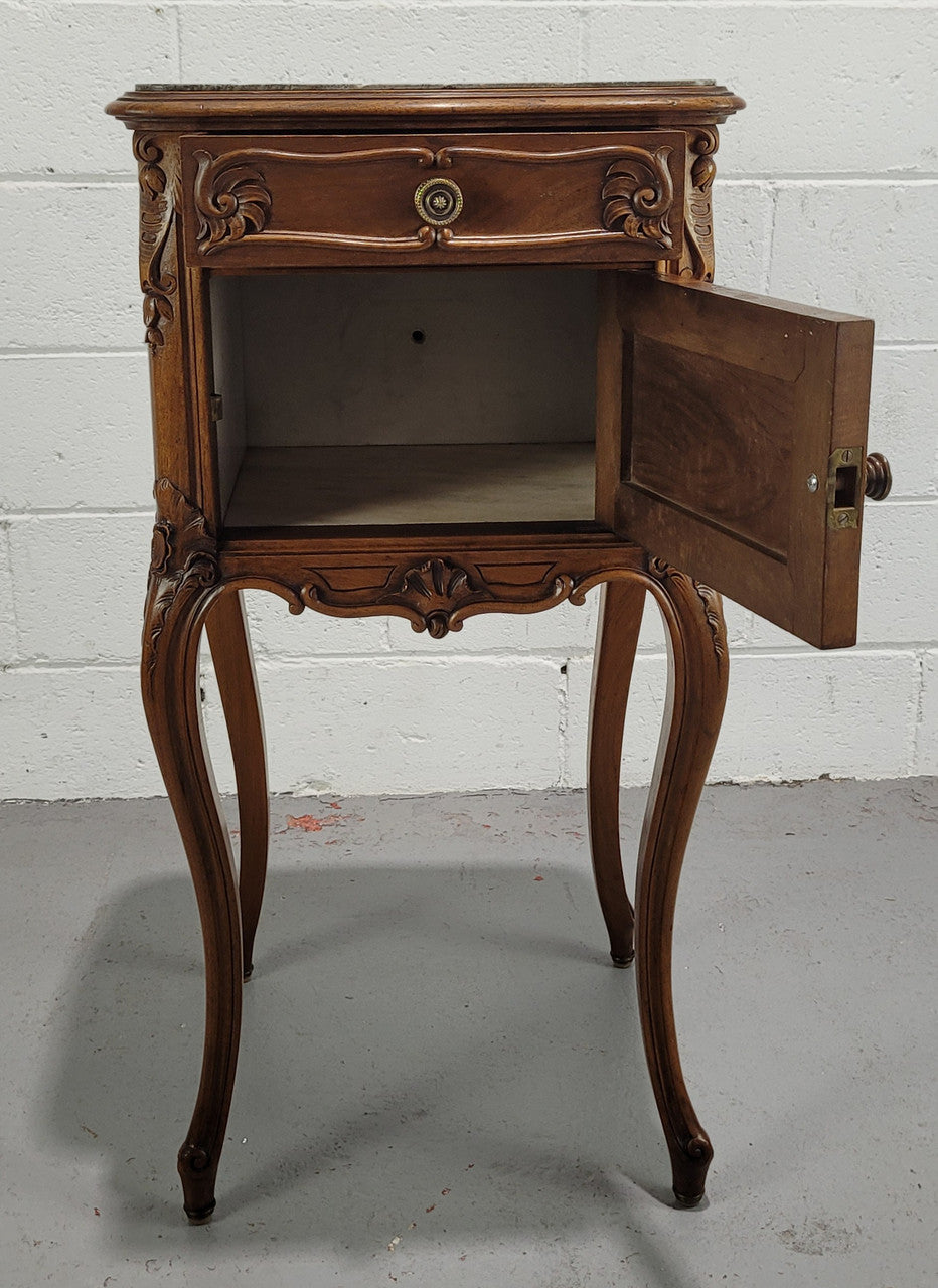 Single Carved French walnut Bedside Cabinet | Antique & Vintage | Moonee Ponds Antiques | Australia Wide Delivery