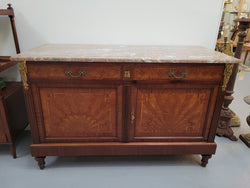 Louis 16th Style Mahogany Marble Top Cupboard With Marquetry Inlay | Antique & Vintage | Moonee Ponds Antiques | Australia Wide Delivery
