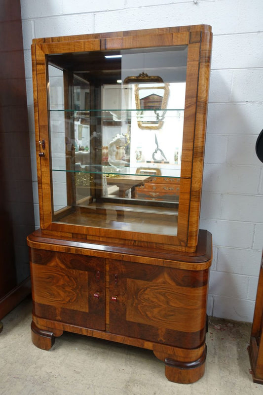 Art Deco Walnut Vitrine