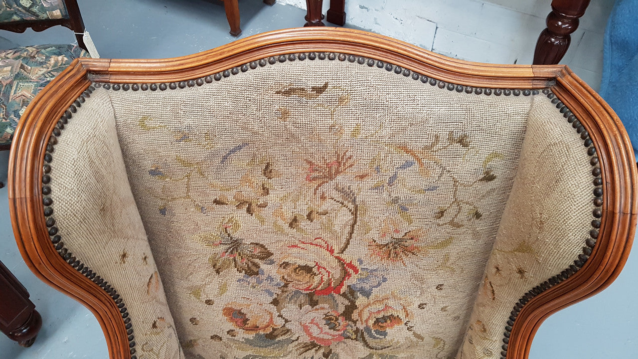 French Wing Back Tapestry Arm Chair | Antique & Vintage | Moonee Ponds Antiques | Australia Wide Delivery