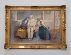 Delightful Pastel Behind Glass of Pierrot and Young Women | Antique & Vintage | Moonee Ponds Antiques | Australia Wide Delivery