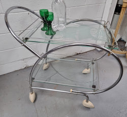 Stylish Art Deco Chrome & Frosted Glass Drinks Trolley | Antique & Vintage | Moonee Ponds Antiques | Australia Wide Delivery