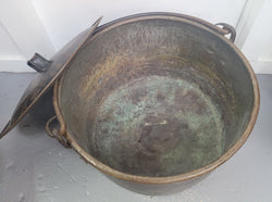 Large French Brass Cauldron With Lid & Handle | Antique & Vintage | Moonee Ponds Antiques | Australia Wide Delivery