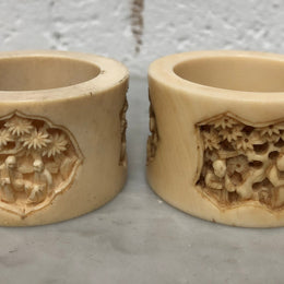 Pair of Antique carved Ivory serviette rings. In good original condition.