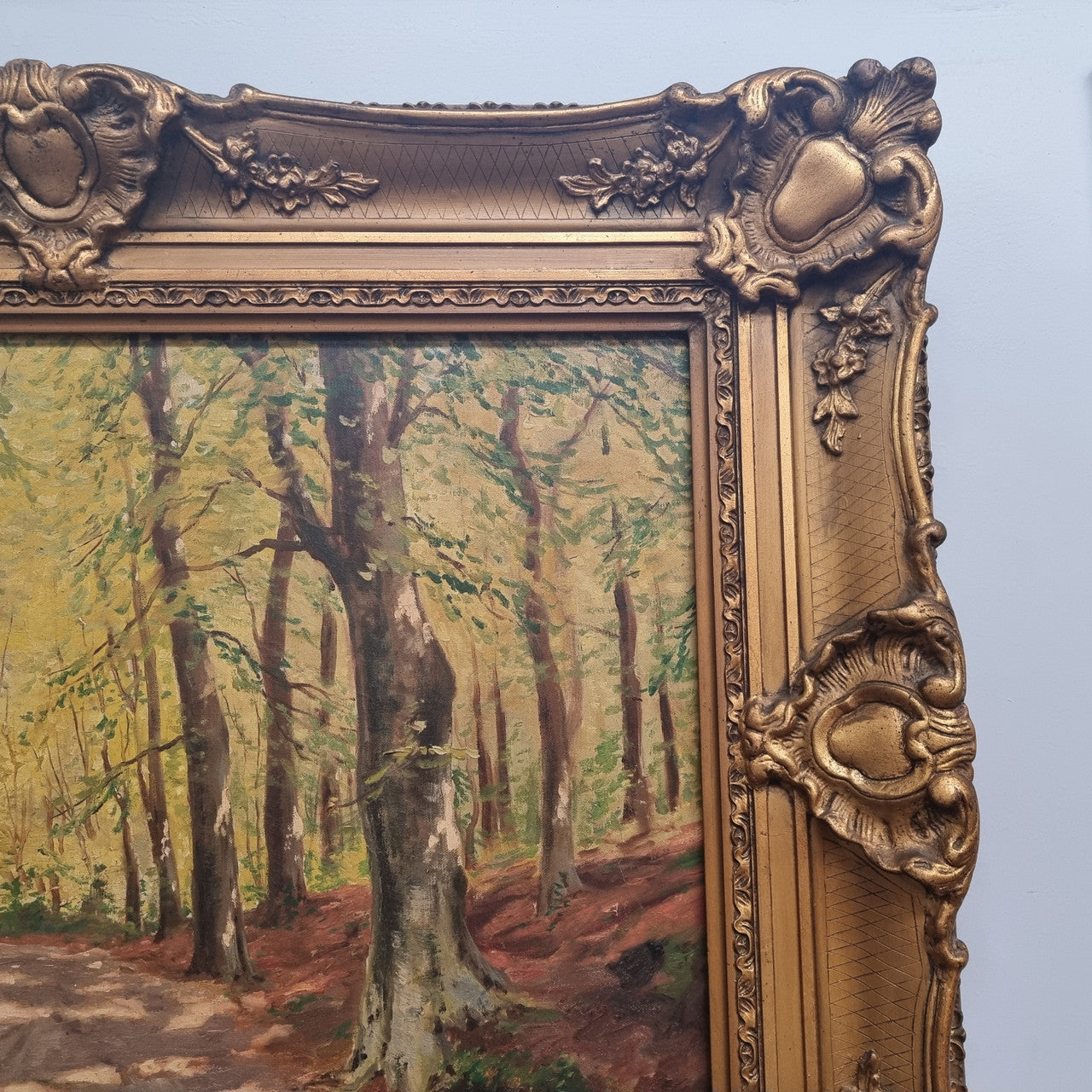 Amazing French signed oil on canvas painting of trees, it is framed in a lovely gilt frame. In good original condition. Please see photos as they form part of the description.