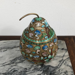 Good Quality Chinese Cloisonne Pear Covered Bowl