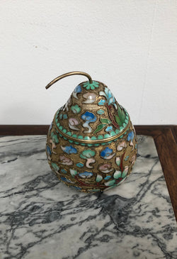 Good Quality Chinese Cloisonne Pear Covered Bowl | Antique & Vintage | Moonee Ponds Antiques | Australia Wide Delivery