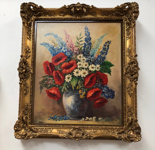 French Gilt Framed Floral Oil On Canvas