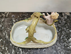 Late Victorian China Basket Decorated With Floral & Child Figure | Antique & Vintage | Moonee Ponds Antiques | Australia Wide Delivery