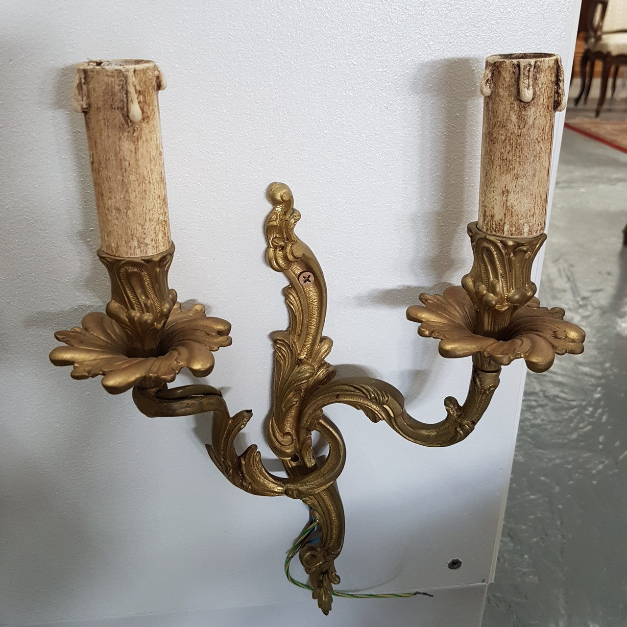 A Pair French Gilt Louis XV Style Wall Lights-Sconces | Antique & Vintage | Moonee Ponds Antiques | Australia Wide Delivery
