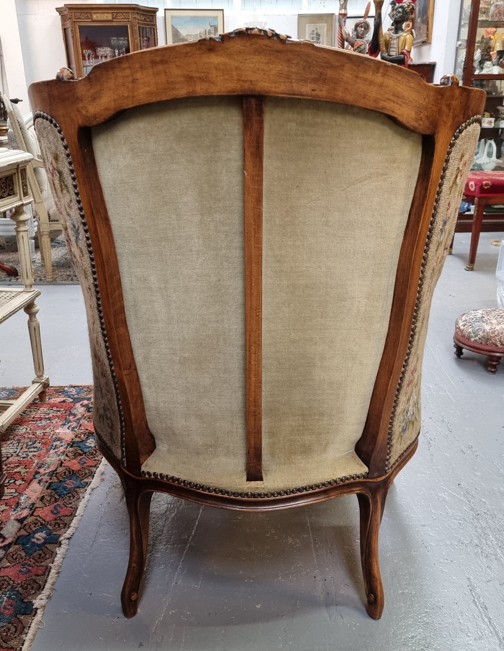 Pair of amazing French Walnut tapestry covered armchairs. The tapestry is in very good condition, please view photos as they form part of the description. Sourced from France and is in good original detailed condition.