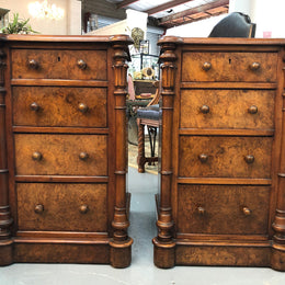 Lovely Pair Of Victorian Burr Walnut Bedside Cabinets