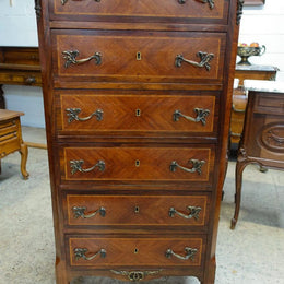 French Rosewood And Walnut Parquetry Inlaid Chest Of Drawers