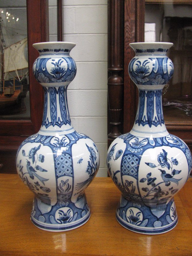 Pair Of Antique Delft Vases