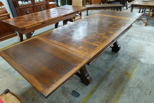 Large Parquetry Spanish Style French Oak Extension Table