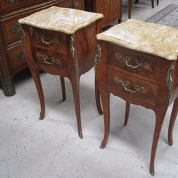 Pair of French Marquetry Inlaid Bedsides