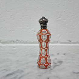 Rare Antique 19th century French silver top and double overlay glass scent bottle. Internal stopper intact and is in good original condition, please view photos as they help form part of the description.