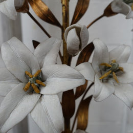 Pair of French brass flower ornaments