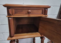 French Walnut Henry II Style Bedside Cabinet With White Marble Top | Antique & Vintage | Moonee Ponds Antiques | Australia Wide Delivery