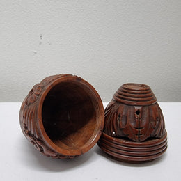 Victorian Hand Carved Coquilla Nut Egg Secret Box