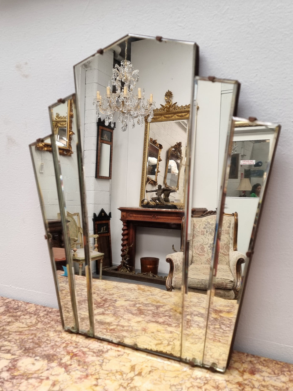 Original Art Deco Fan Shaped Mirror