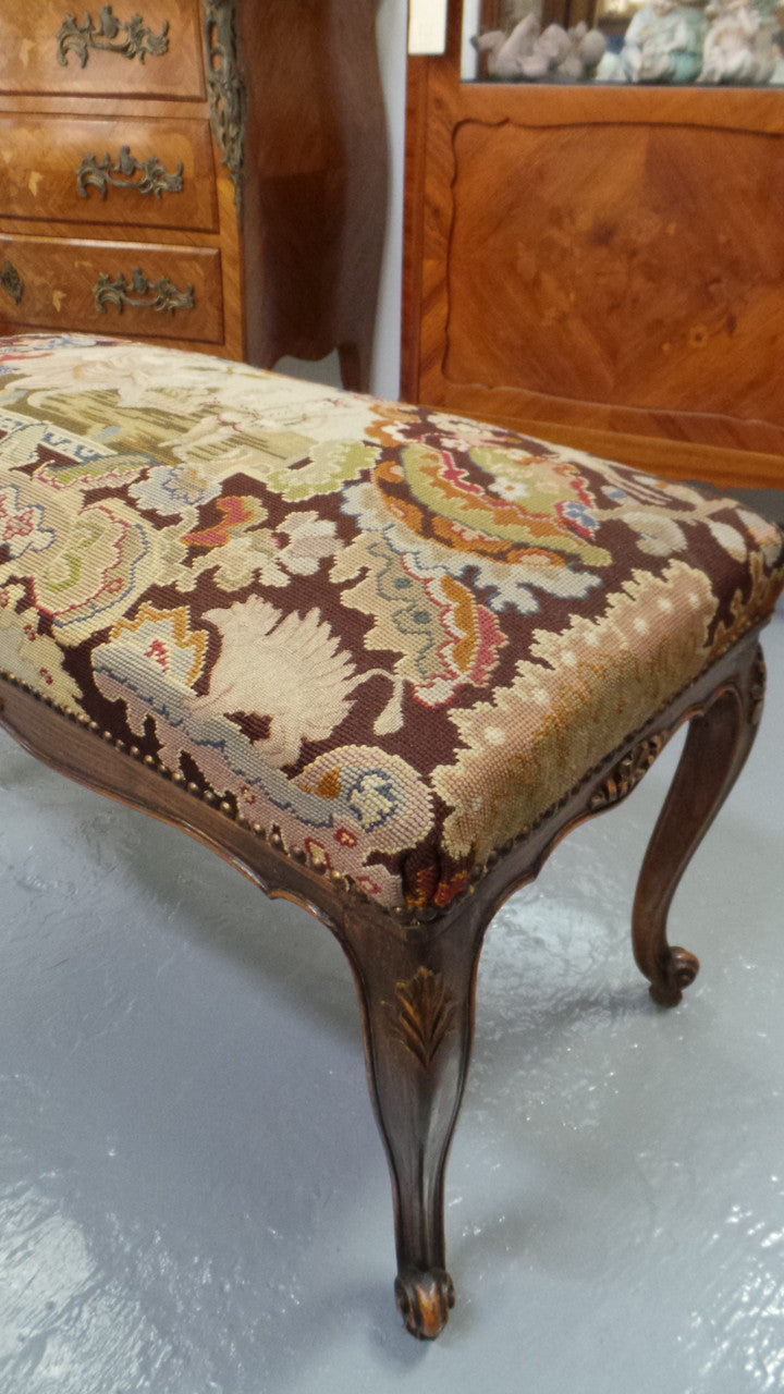 Antique French Louis XV Style Tapestry Stool | Antique & Vintage | Moonee Ponds Antiques | Australia Wide Delivery