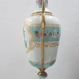 French White and Turquoise Ace Decor De Paris Porcelain Vase