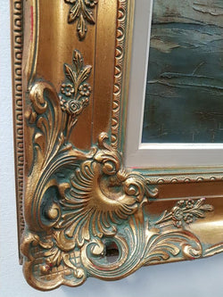 French Painting Of Ships In A Decorative Gilt Frame | Antique & Vintage | Moonee Ponds Antiques | Australia Wide Delivery