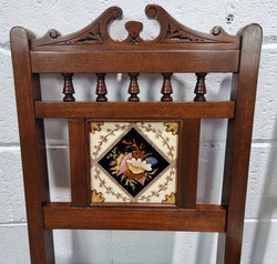 Pair of Edwardian Mahogany Hall Chairs With Original Tile in Back | Antique & Vintage | Moonee Ponds Antiques | Australia Wide Delivery