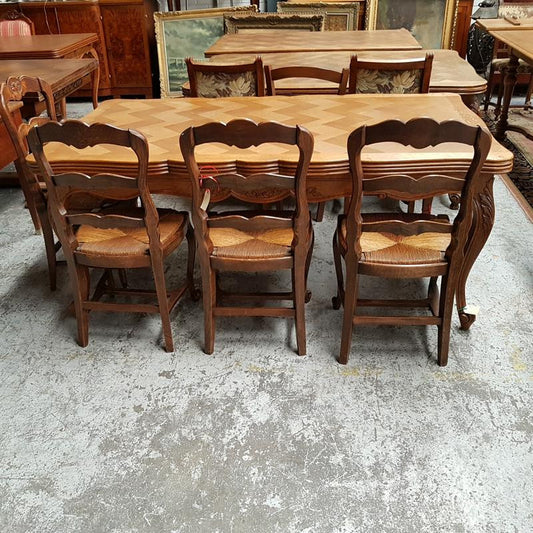 French Louis XV Parquetry Style Dining Table